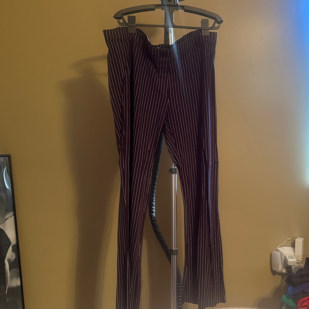 Betabrand Women's Striped Navy and White Pants